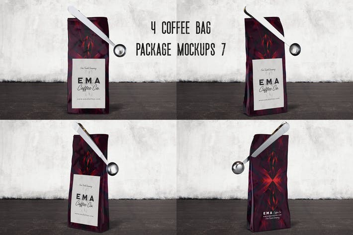 4 Coffee Bag Package Mockups 7