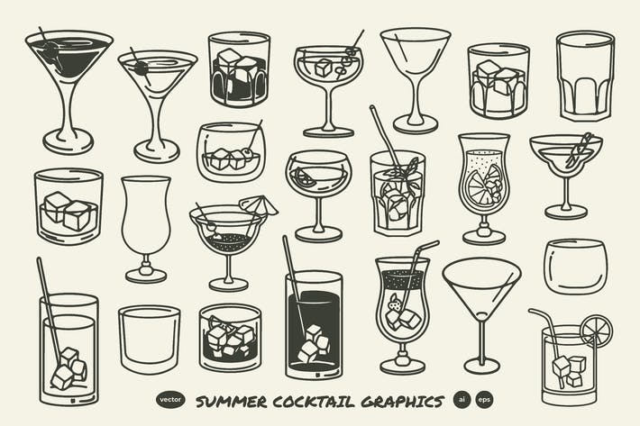 Summer Cocktail Glass Graphics