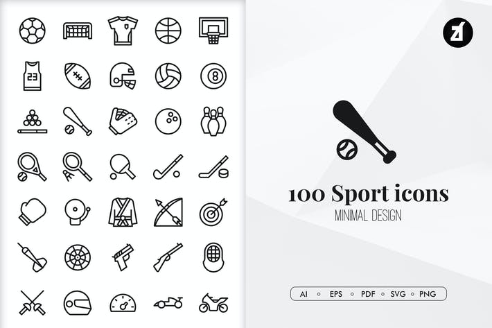 100 Sport elements in minimal design