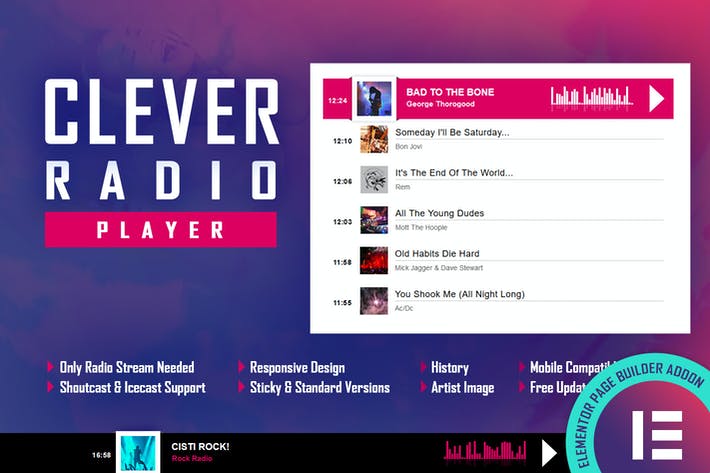 CLEVER - HTML5 Radio Player & History - Elementor