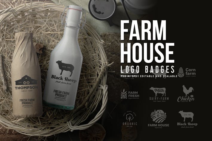 Farm House Logo Badges