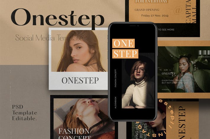 One Step PACK 1 - Instagram Template + Stories