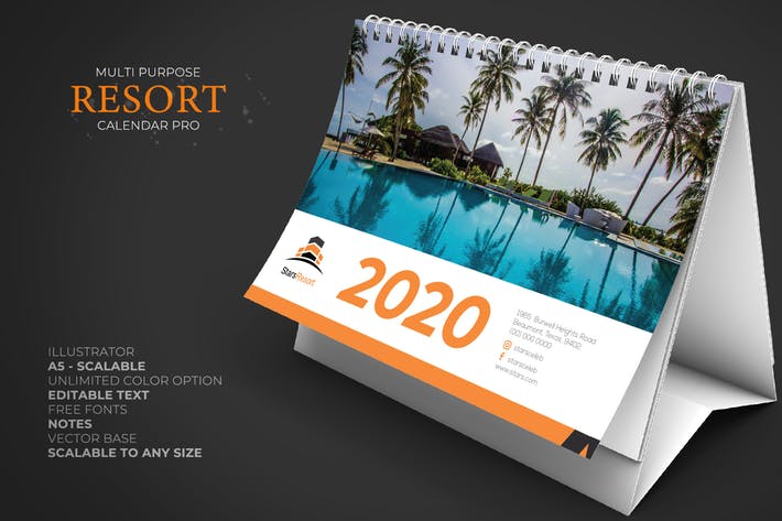 2020 Resort / Hotel Calendar Desk Pro