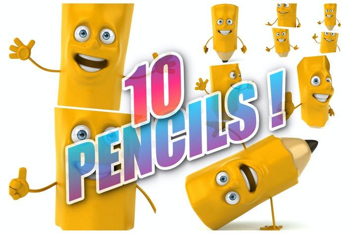 10 cartoon Pencils !
