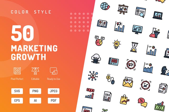 Marketing Growth Color Icons