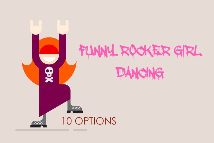 10 options of Funny Girl Dancing  (vector)