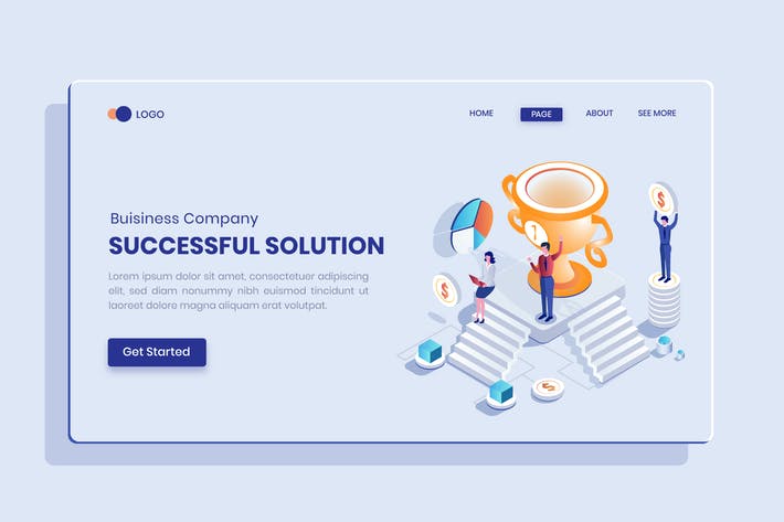 Success Solutions Isometric Concept Langding Page
