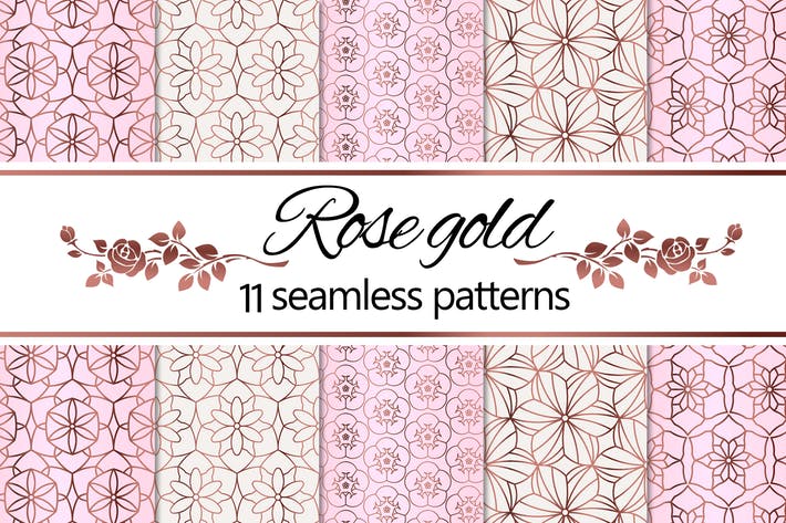 Rose Gold Geometric Floral Patterns
