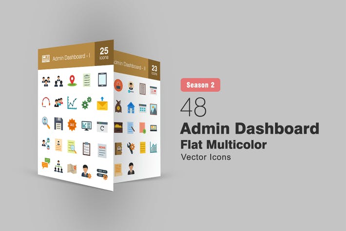 48 Admin Dashboard Flat Multicolor Icons Season II