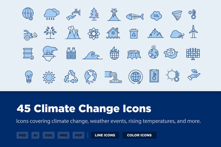 45 Climate Change Icons