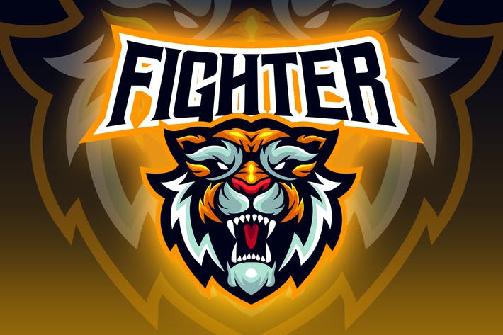 Aggressive Tiger Head Esport Logo
