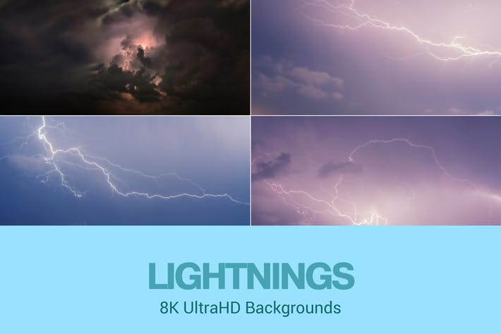 8K UltraHD Lightnings Backgrounds Set