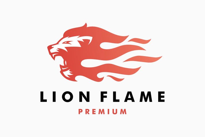 Lion Fire Flame Logo