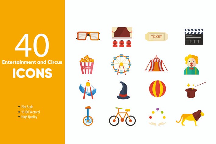 Entertainment and Circus Flat Icons