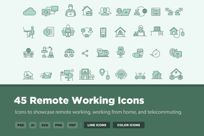45 Remote Working Icons