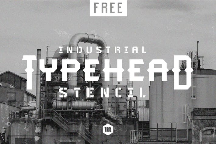 Typehead Typeface|Industrial Stencil Font