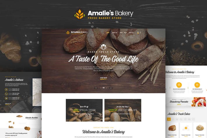 Amalie's Bakery - Onepage PSD Template