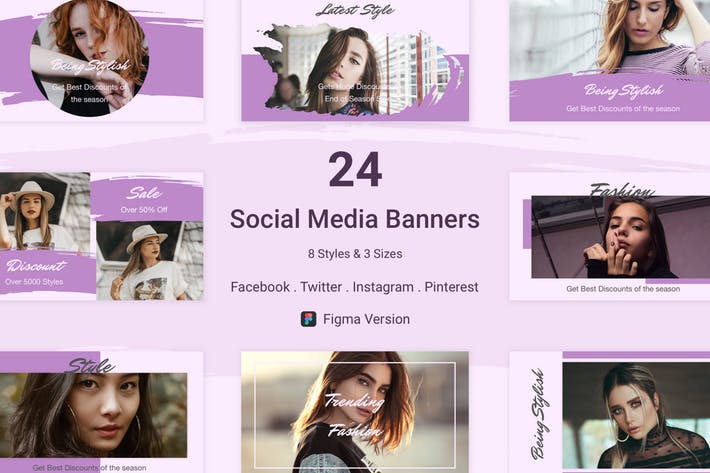 24 Social Media Banners Kit (Vol. 2) for Figma