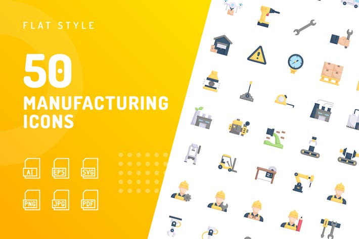 Manufacturing Flat Icons