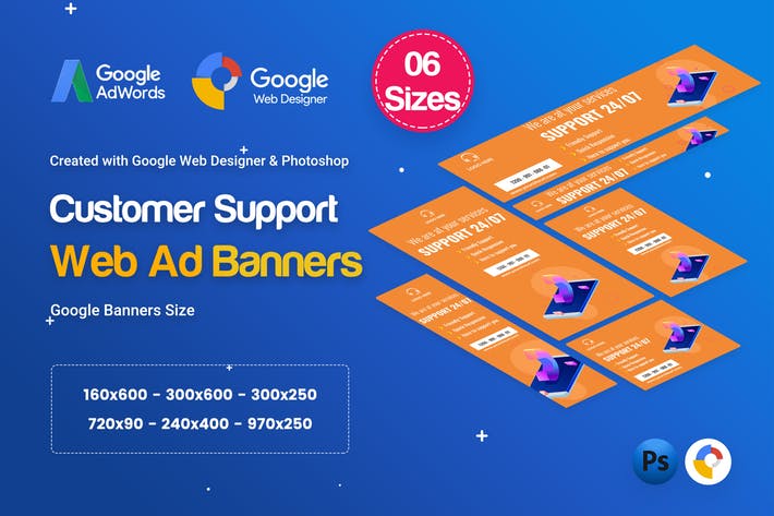 Customers Support Banners HTML5 D49 Ad - GWD & PSD