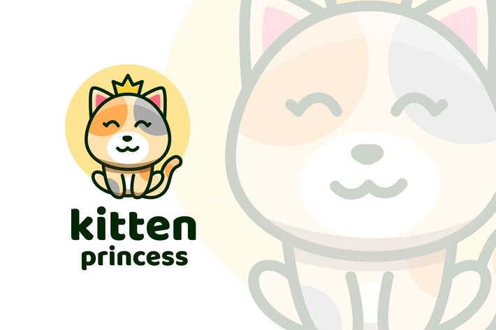 Kitten Princess Cute Logo Template