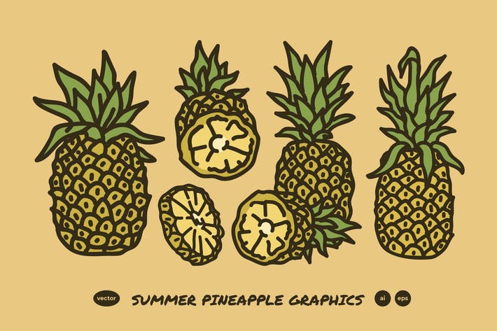 Summer Pineapple Line Art Drawing