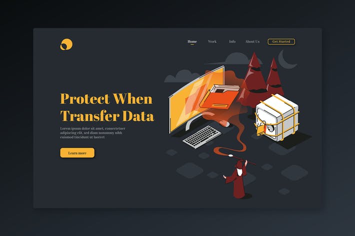 Protect When Transfer Data-Isometric Landing Page