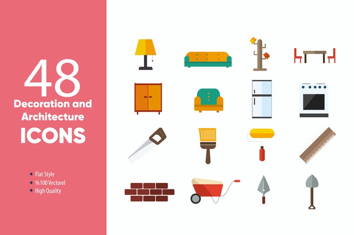Decoration and Architecture Flat Icons