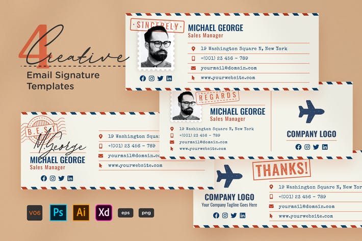 Creative Email Signature V06 - Airmail Style