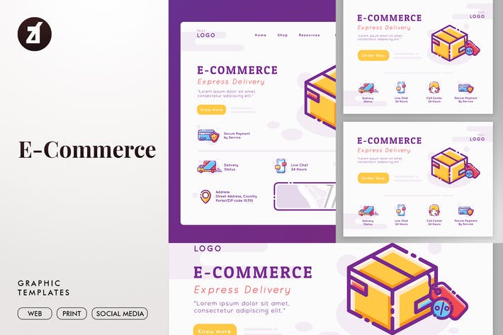 E-Commerce graphic templates and landing page