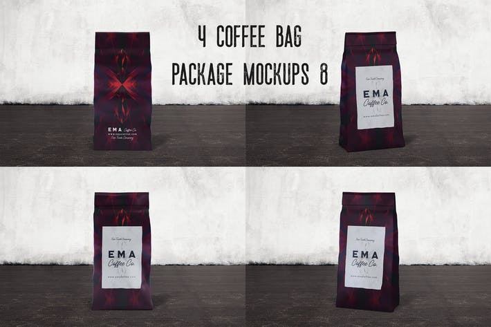4 Coffee Bag Package Mockups 8