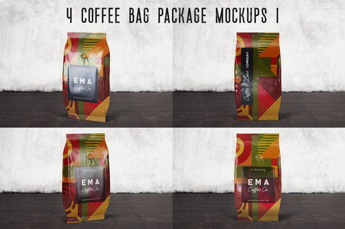 4 Coffee Bag Package Mockups 1