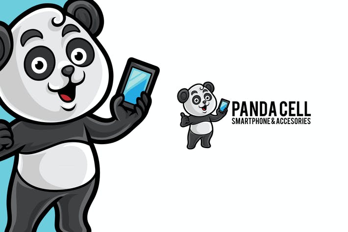 Panda Cellular Logo Mascot Template