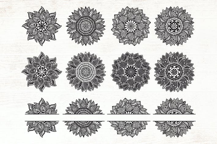 Sunflower Mandala - Split Monogram