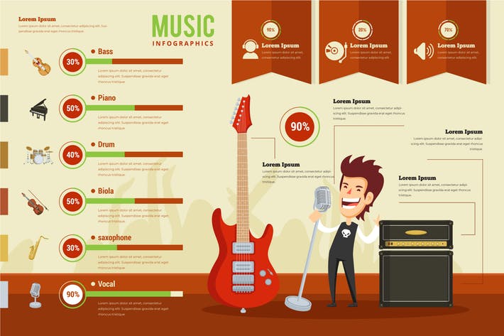 Music Infographic PSD and AI Vector Template