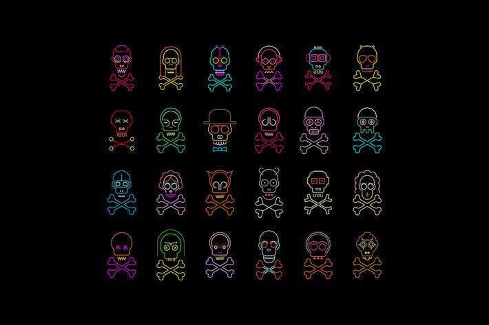 Large set of Skull and Crossbones Vector Icons