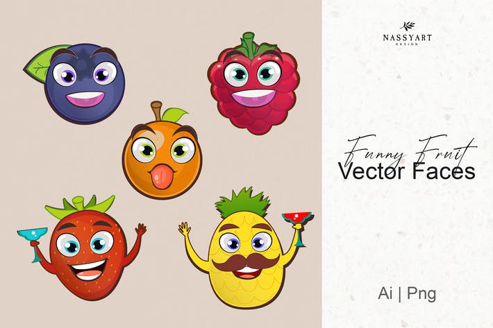Vector Funny Fruits
