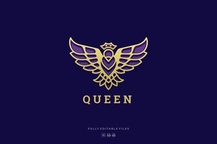 Luxury Queen Bird Line Art Logo