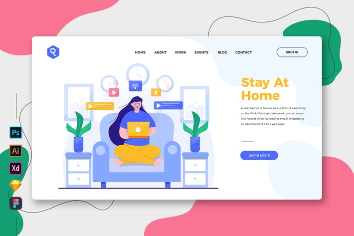 Stay At Home - Web & Mobile Landing Page