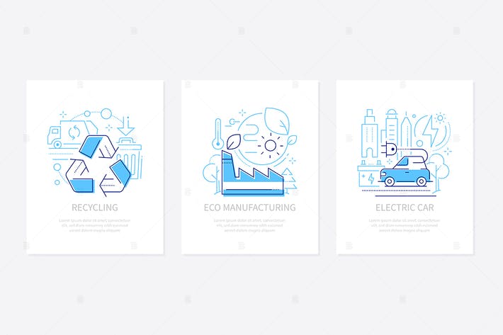 Ecology concept - line design style banners