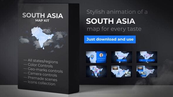 Map of South Asia with Countries - Southern Asia Map Kit