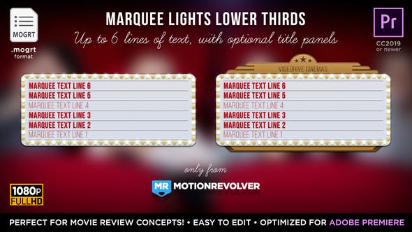 Marquee Lights Titles & Lower Thirds | MOGRT for Premiere Pro