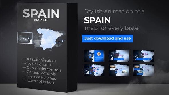 Spain Animated Map - Kingdom of Spain Map Kit